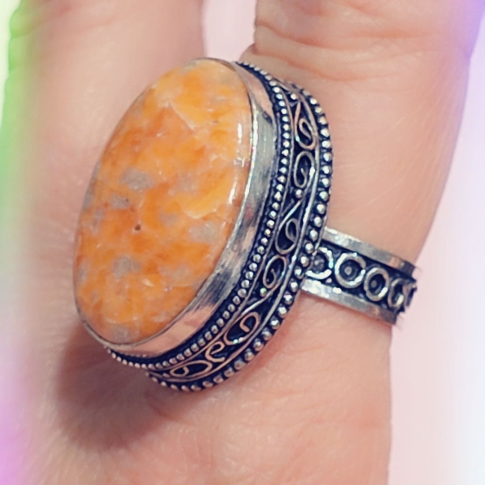 Iceland Spar Gemstone Ring